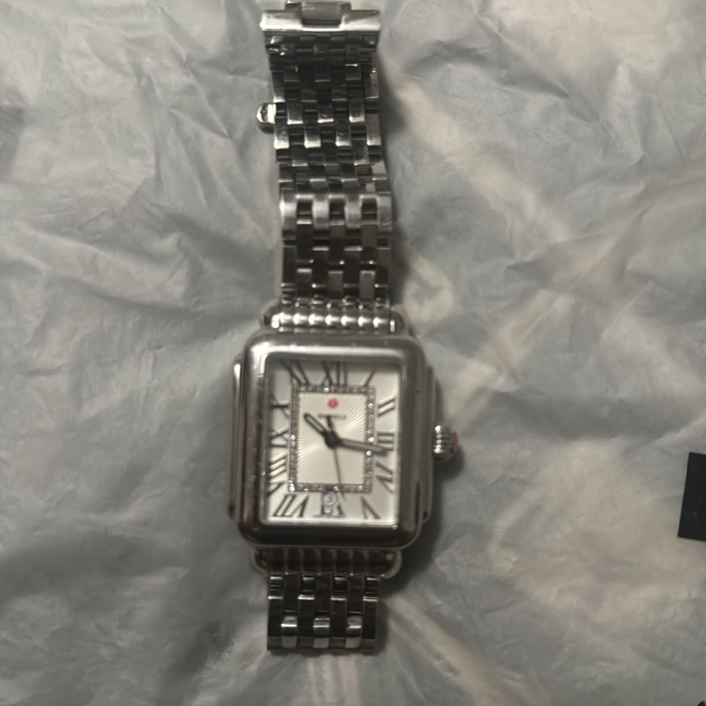 Michele Deco stainless steel watch.